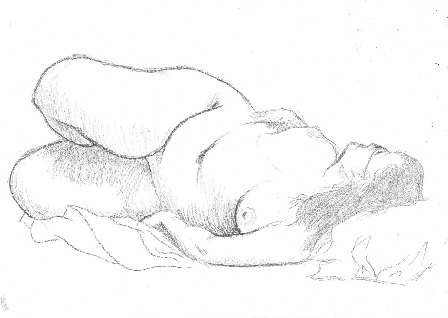 Life drawing in pencil of woman